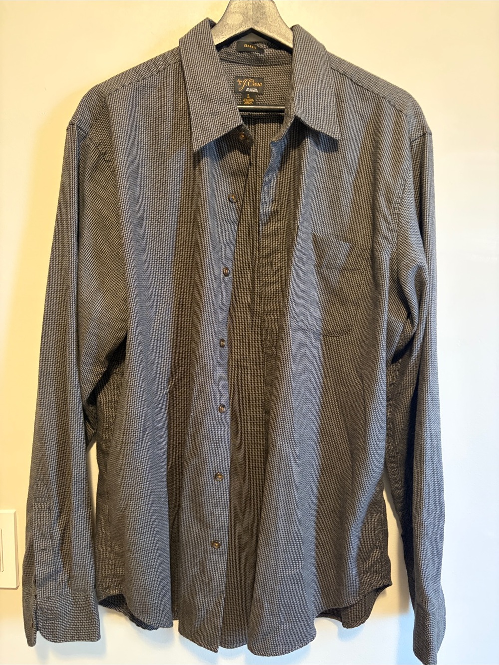 J Crew Gray Classic Fit Cashmere Blend Long-Sleeve Men's Shirt
